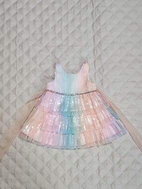 Couture Princess Pastel Rainbow Sequin Tulle Party Dress 18 Months